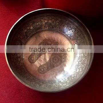 High Quality Big Bowl with Etching & Carving Tibetan Meditation Singing Bowl
