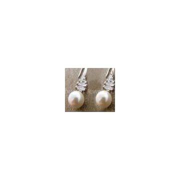 Fashion Sterling silver jewelry dangle silver gemstone earring with pearl