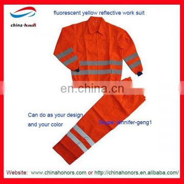 fluorescent yellow/orange reflective work suit/safety work wear