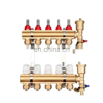Home heating system copper brass intelligent manifold with flow meter
