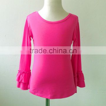 Popular item comfy cotton hot red ruffle longsleeve shirt chidren's clothing wholesale