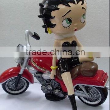 Polyresin Betty Boop Figurines Crafts Statues Motorcycle