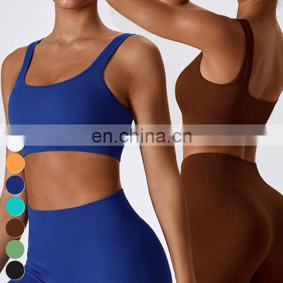 Wholesale High Quality Ladies Sportswear Custom Workout Clothing Shockproof Yoga Bra Big U-back Seamless Sports Bra For Women