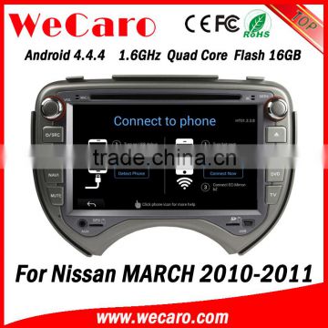 Wecaro WC-NM7043 Android 4.4.4 multimedia system touch screen for nissan march car gps navigation system android 1.6 ghz cpu