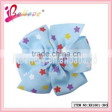 Eco-friendly simple style fashion jewelry ribbon hair barrettes with stars for kids (XH1001-393)