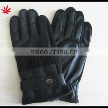 Men's cheap classic leather stitching knitted leather gloves