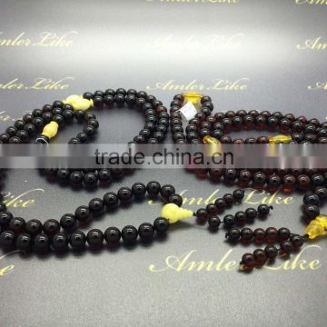 cherry color amber beads, Natural Baltic Amber 108 prayer beads