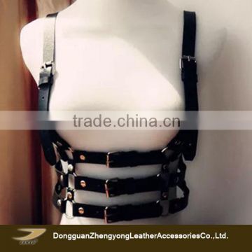 trendy harness belt , women harness with silver matel,fashion leather harness