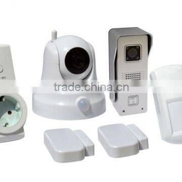 DZX Smart Home Kit with door bell+IP camera+door sensor+intelligent EU socket+motion/gas sensor, IoT