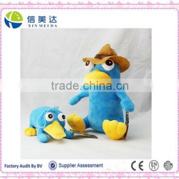 Wholesale plush blue cartoon duck with a hat toy