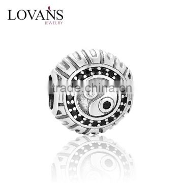 Chinese Traditional Style 925 Sterling Silver Cz Micro Pave Beads