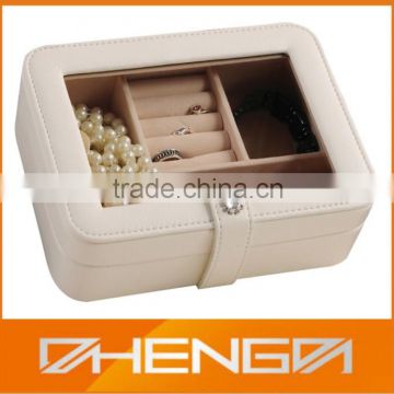 Good Quality Customized Simple White Leather Boxes for Jewelry