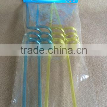 Plastic hard spiral drinking straw 4PK for party PET TG20005-4PK