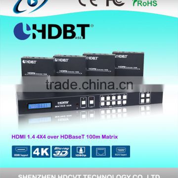 Professional HDBaseT 4x4 HDMI Matrix over CAT5e/6/7 with RS-232, IR, TCP/IP,Ethernet