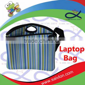 Customized stripe pattern neoprene waterproof laptop bag with strap