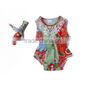 factory customized summer sleeveless newborn infant lace ruffle bib baby pom pom romper