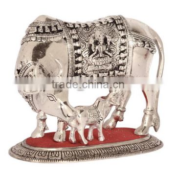 Small White Metal Cow And Calf