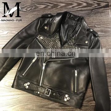 Wholesale Real Leather Jacket High End Fashion Women Harley Leather Jacket Italy Leather Jackets