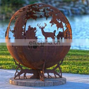 100cm Diameter large mild steel deer fire sphere