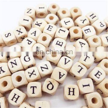 DIY Necklace Bracelet Material A-Z Letter Natural Wooden Block Beads