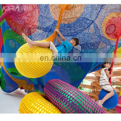 Commercial Colorful Indoor Crocheted Rainbow Climbing Net Spider Web Playground Equipment