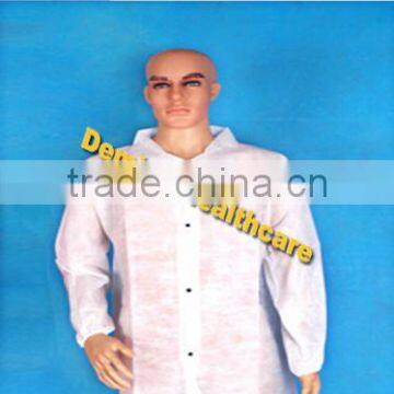 Disposable white spp SMS Lab Coat with Elastic Cuff ,CE ISO13485
