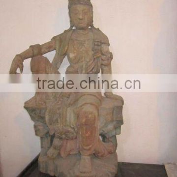Chinese Old Hand Carved Wooden Kwan-yin Sculpture