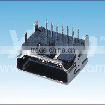 Chinese supplier 19F DIP right angle with brass case HDMI connector