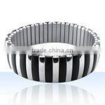 Extra wide Stainless steel bangle bracelet with rubber accent