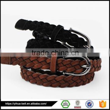 Button circle buckle fashion braided belt for women