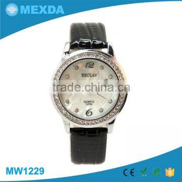 New product japan movt black pu strap designer wrist watch for women