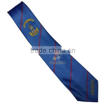 Club strip tie in blue with logo
