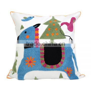 Custom made embroidery horse canvas cushion cover