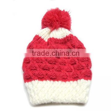 China factory made custom cheap knitted beanie hats with top ball