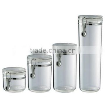 4" Acrylic Canister Set with Locking Clamps