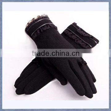 Export Cashmere Glove With Lace and Bownot