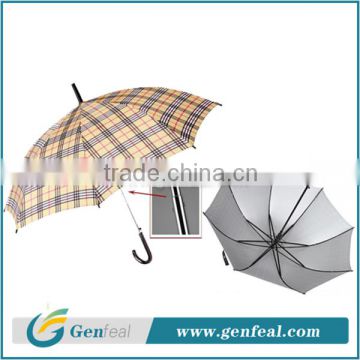 Women UV resistance large straight umbrella with check printing