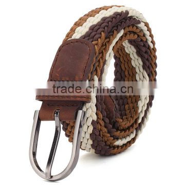 2014 Fashion Braided elastic belt with leather