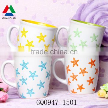 Eco-friendly screen print mug spring color star design ceramic mug