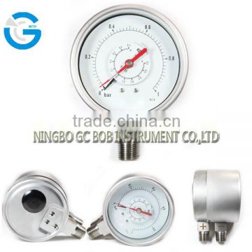 High quality stainless steel double needle pressure gauge