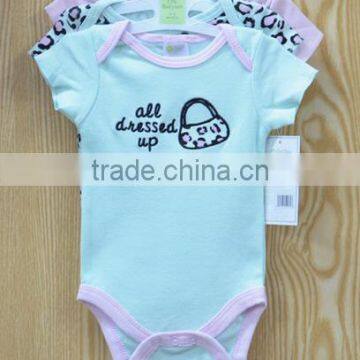 2016 100% cotton custom three style short sleeve baby girl outfits