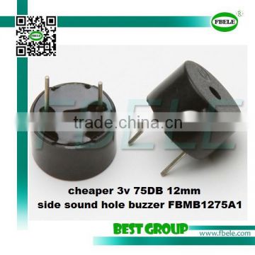 cheaper 3v 75DB 12mm side sound hole buzzer FBMB1275A1