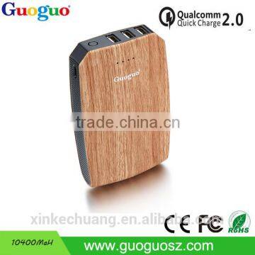 Private label Guoguo Quick charger QC 2.0 power bank with led light fast portable charger 10000MAH power bank