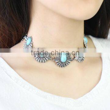 zm34113a vintage women jewelry accessories sliver plated turquoise choker necklace