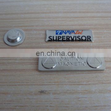 Custom enameled company logo name badge for staff with magnet
