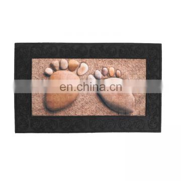 New Arrival Customized Printed Footprint Cotton Anti-Slip Rubber Outside Plastic Hotel Hall Indoor Dirt Trapper AntibactMat