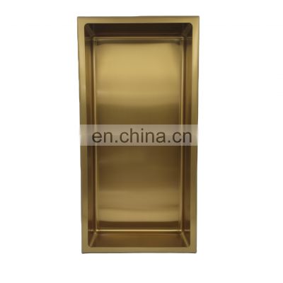 High quality Built-in Bathroom stainless steel mirror gold black white shower wall niche recessed metal shower shelves