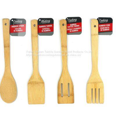 Wholesale bamboo kitchen tools /bamboo utensil set bambu cooking spatula bamboo spoon set