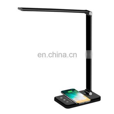 QI Wireless Charger LED Desk Lamp USB Charging Dimmable Eye-friendly Table Lamp With 3 Modes Touch Control Reading Lamp Night