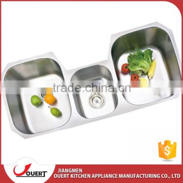 Modern kitchen design factory prices in dubai undermount triple bowls 3 compartment sink